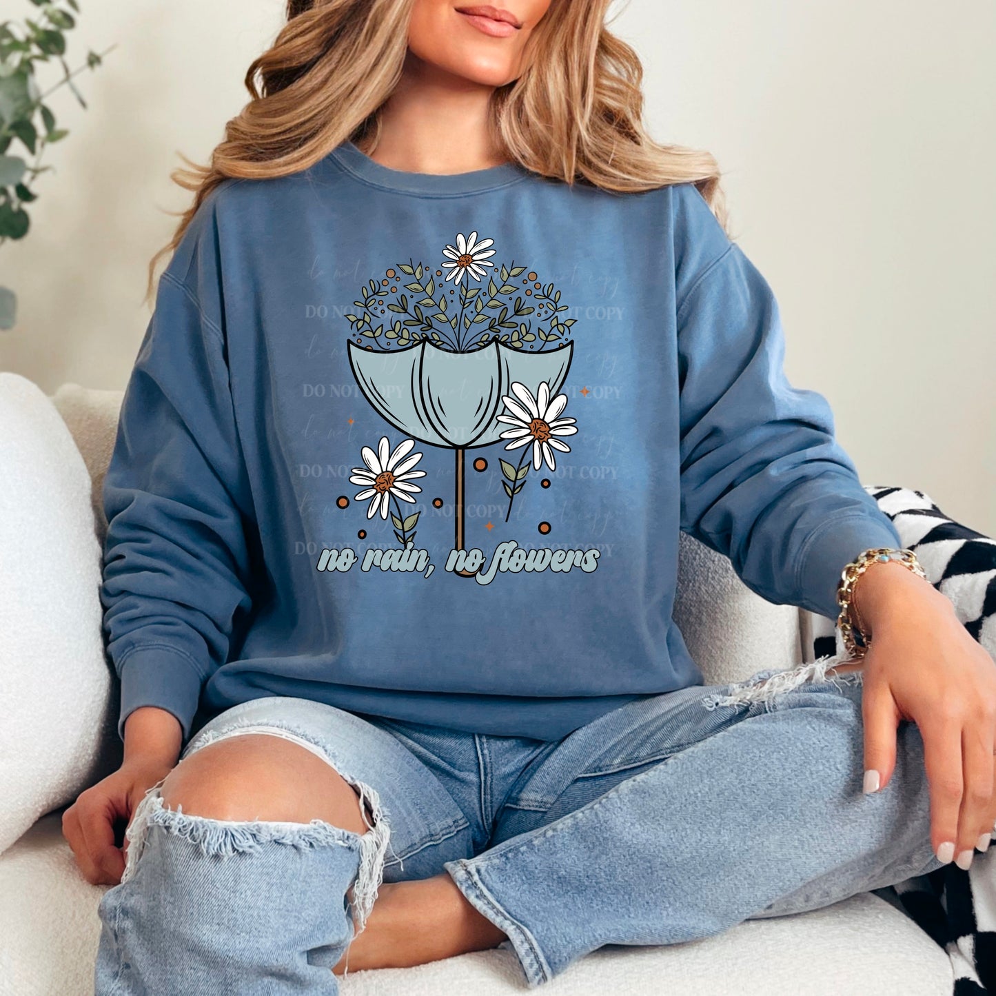 No Rain No Flowers Umbrella DTF