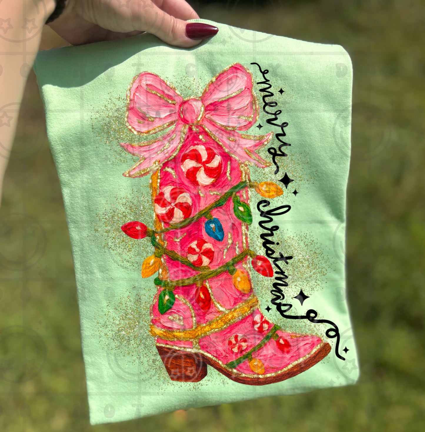 Christmas Boot W/Glitter DTF