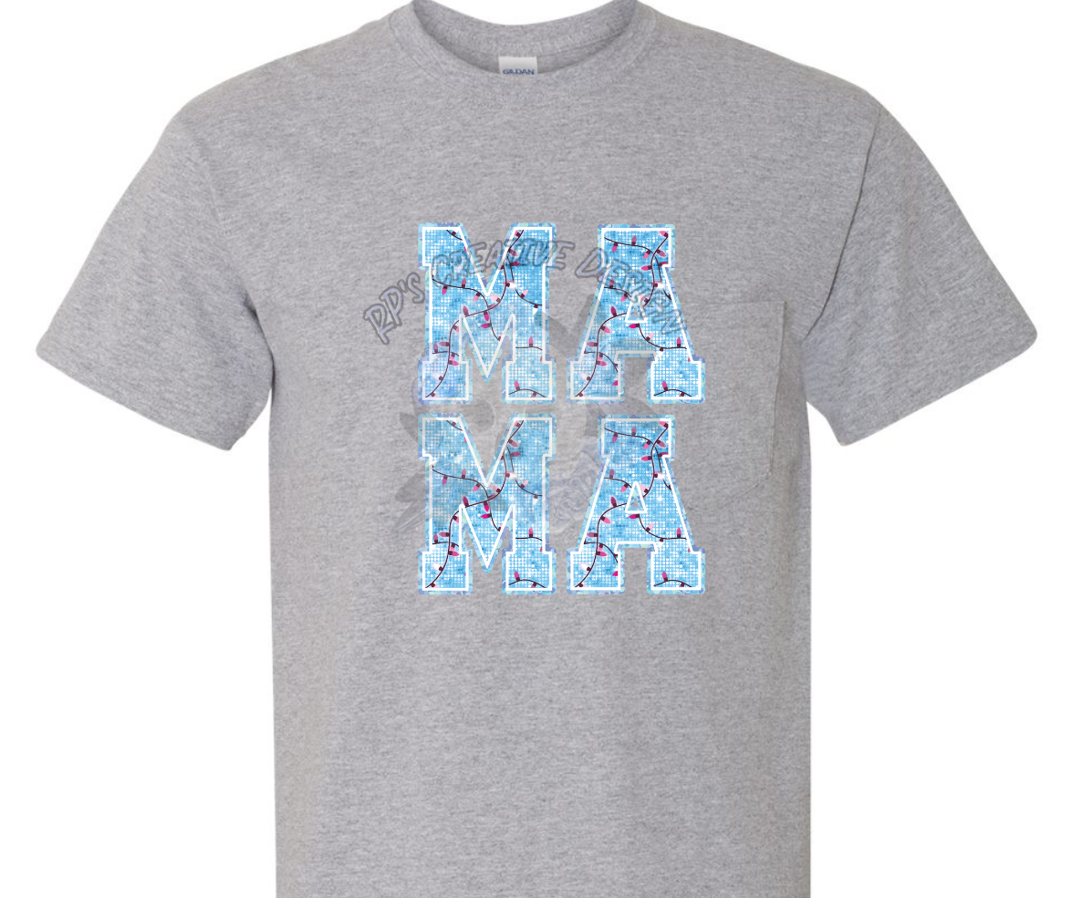 Mama Christmas Lights DTF