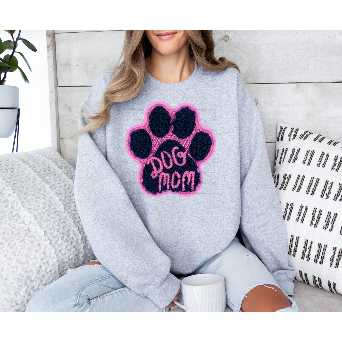 Dog Mom Pink Patch look DTF