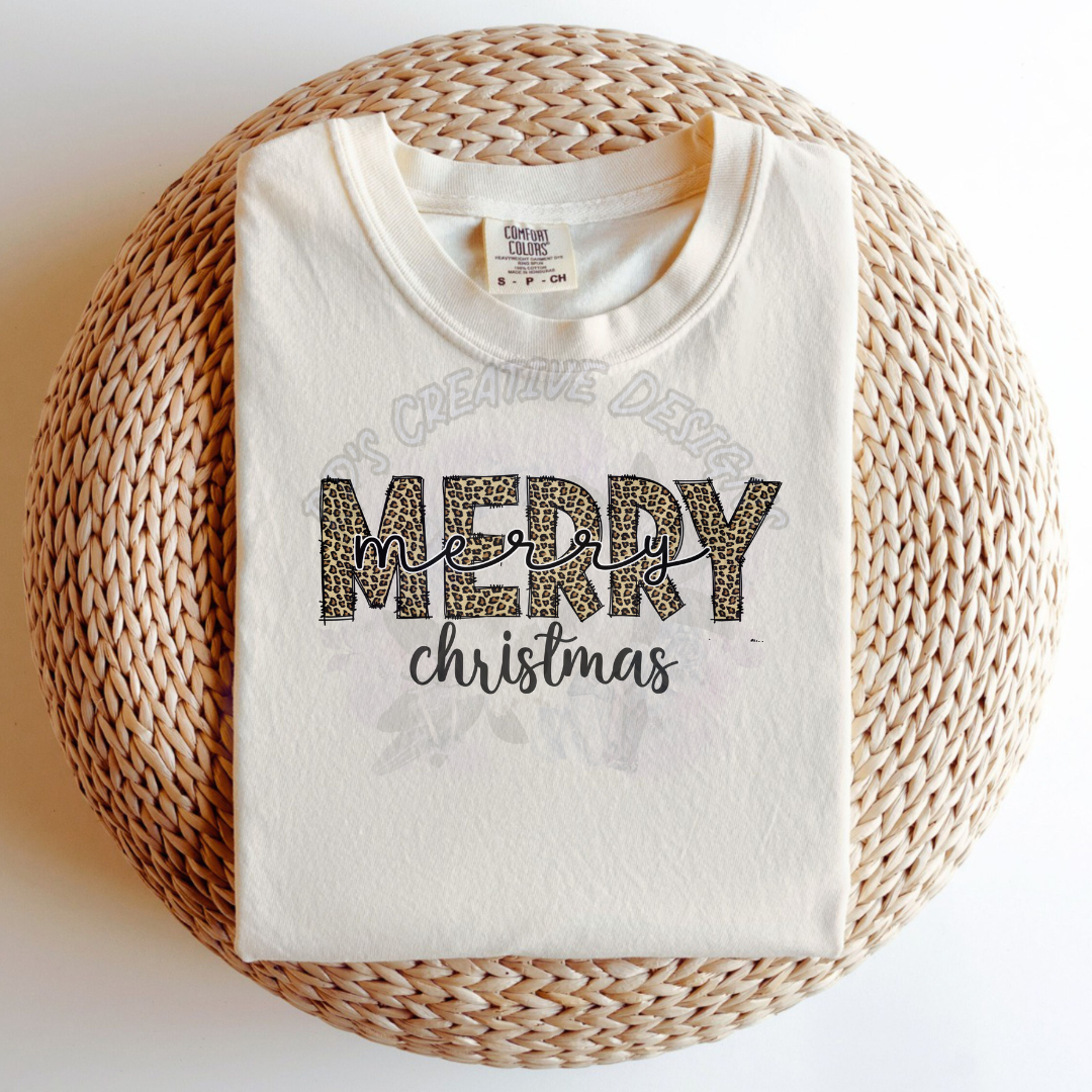Merry Christmas Leopard Print DTF