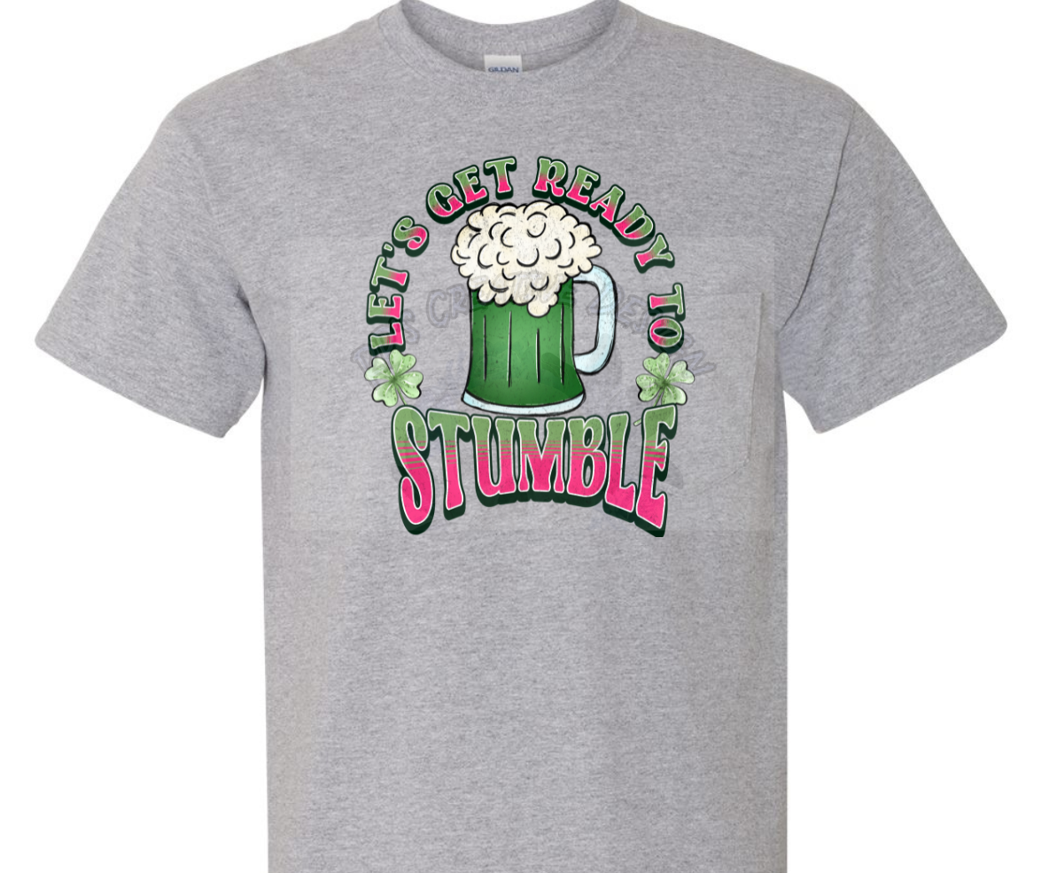 Lets Get Ready To Stumble Green and Pink DTF