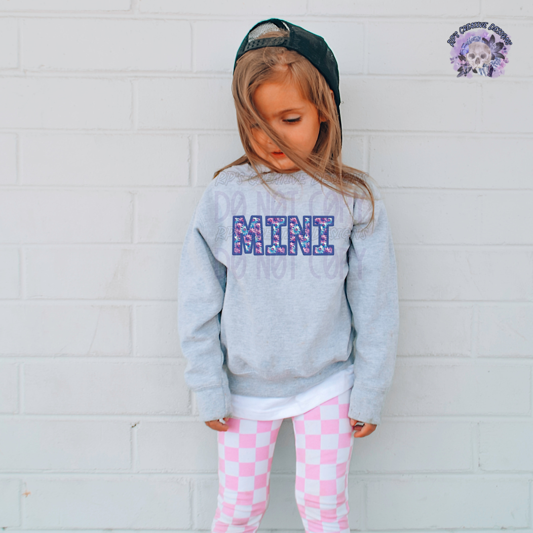 Faux Embroidery Purple/Blue Floral MINI