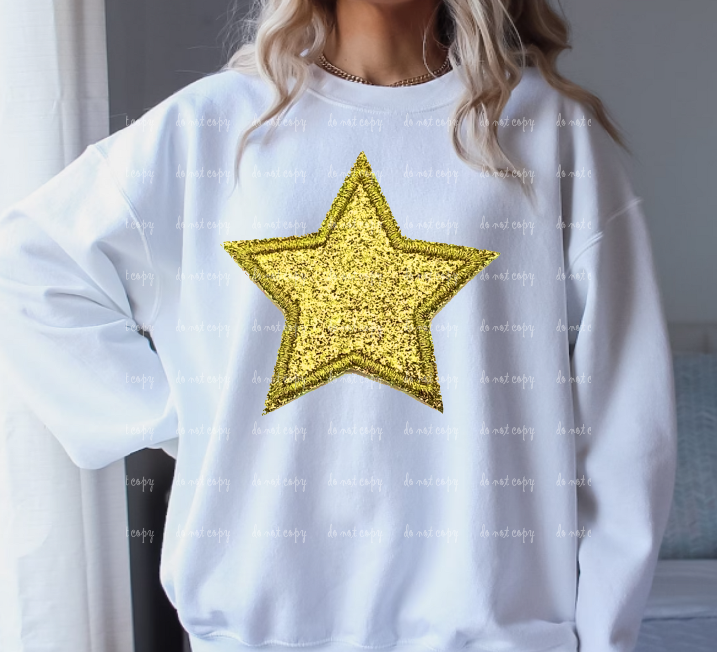 Gold Star Patch Look DTF