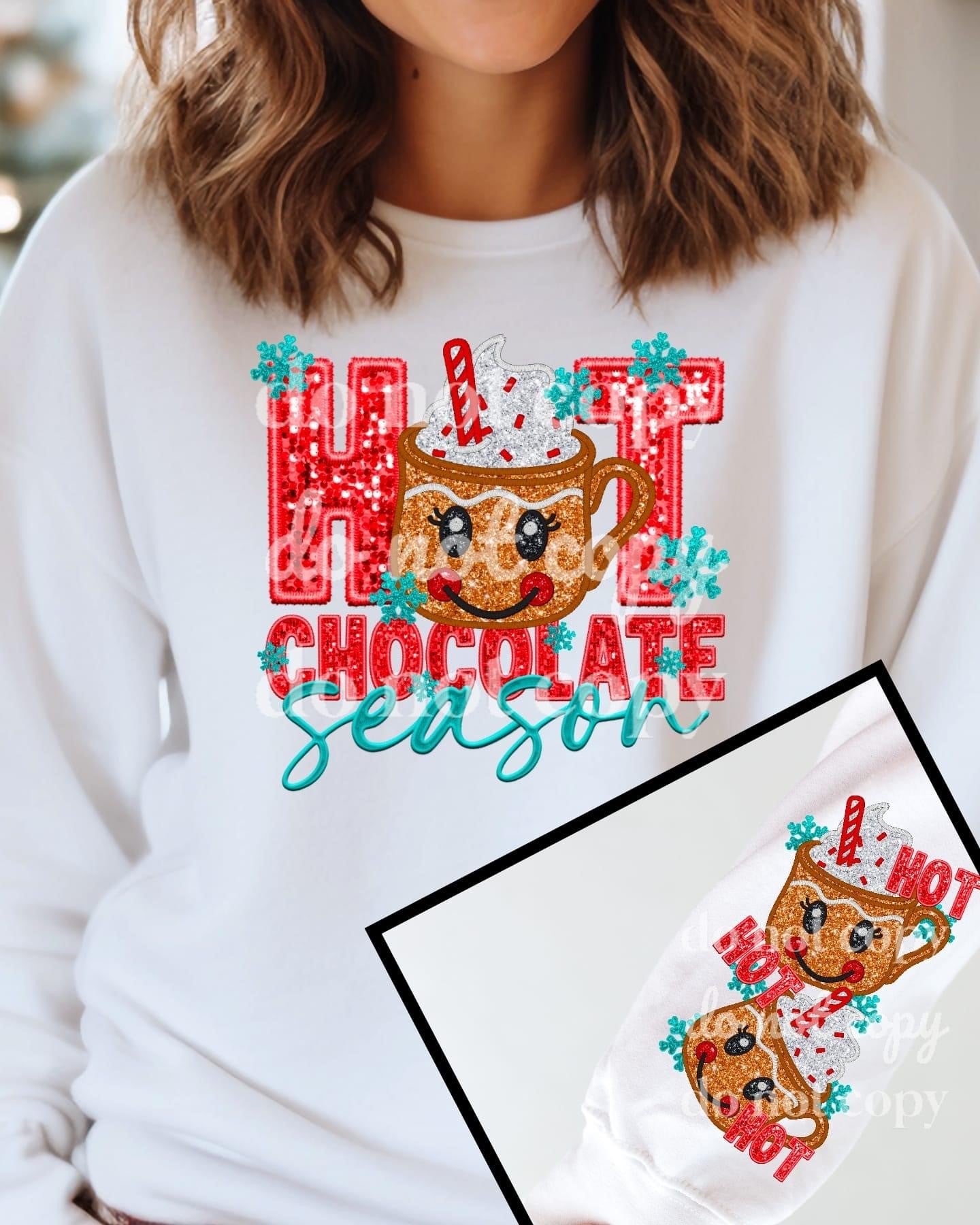 Hot Chocolate front and sleeve DTF