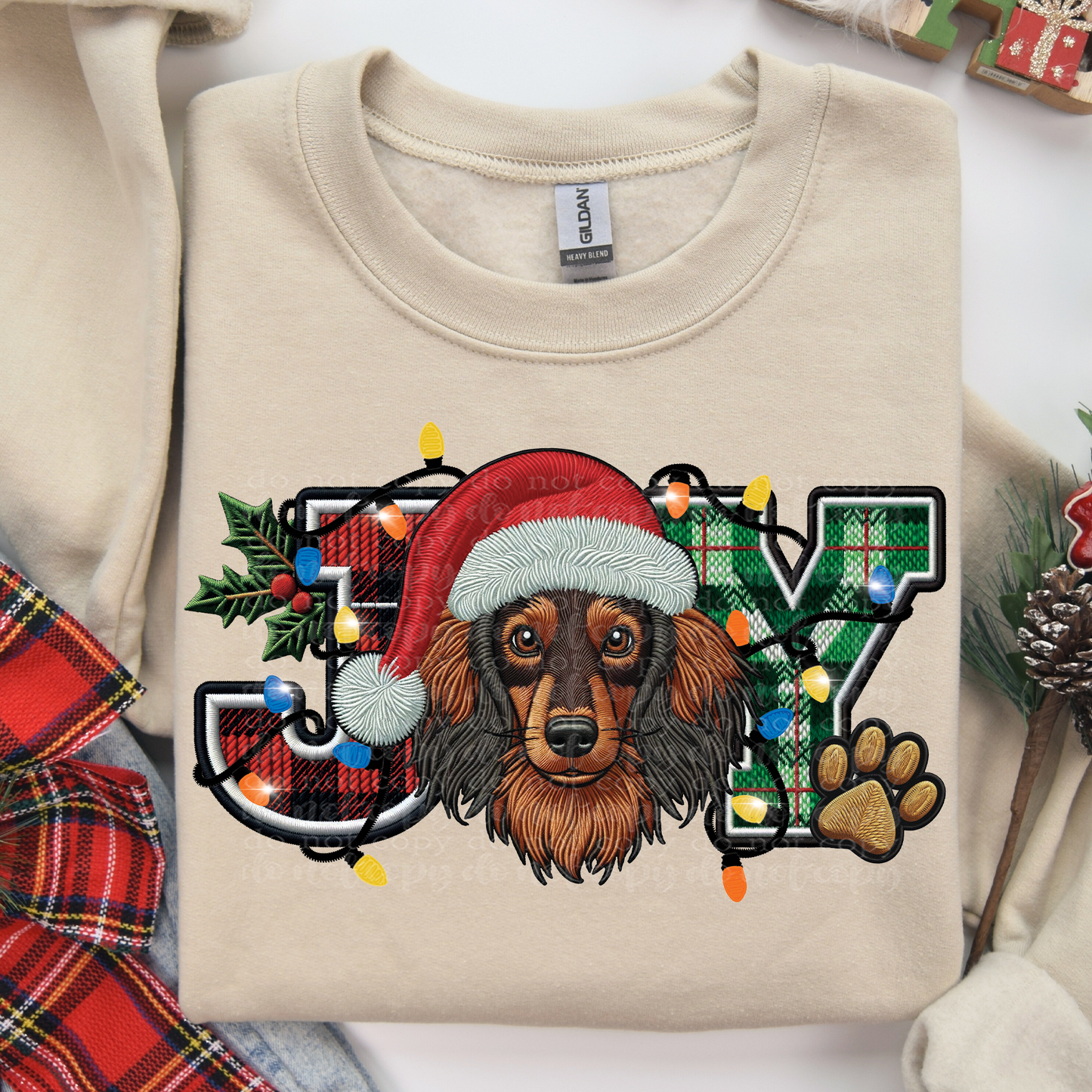 Long Haired Dachshund Joy DTF