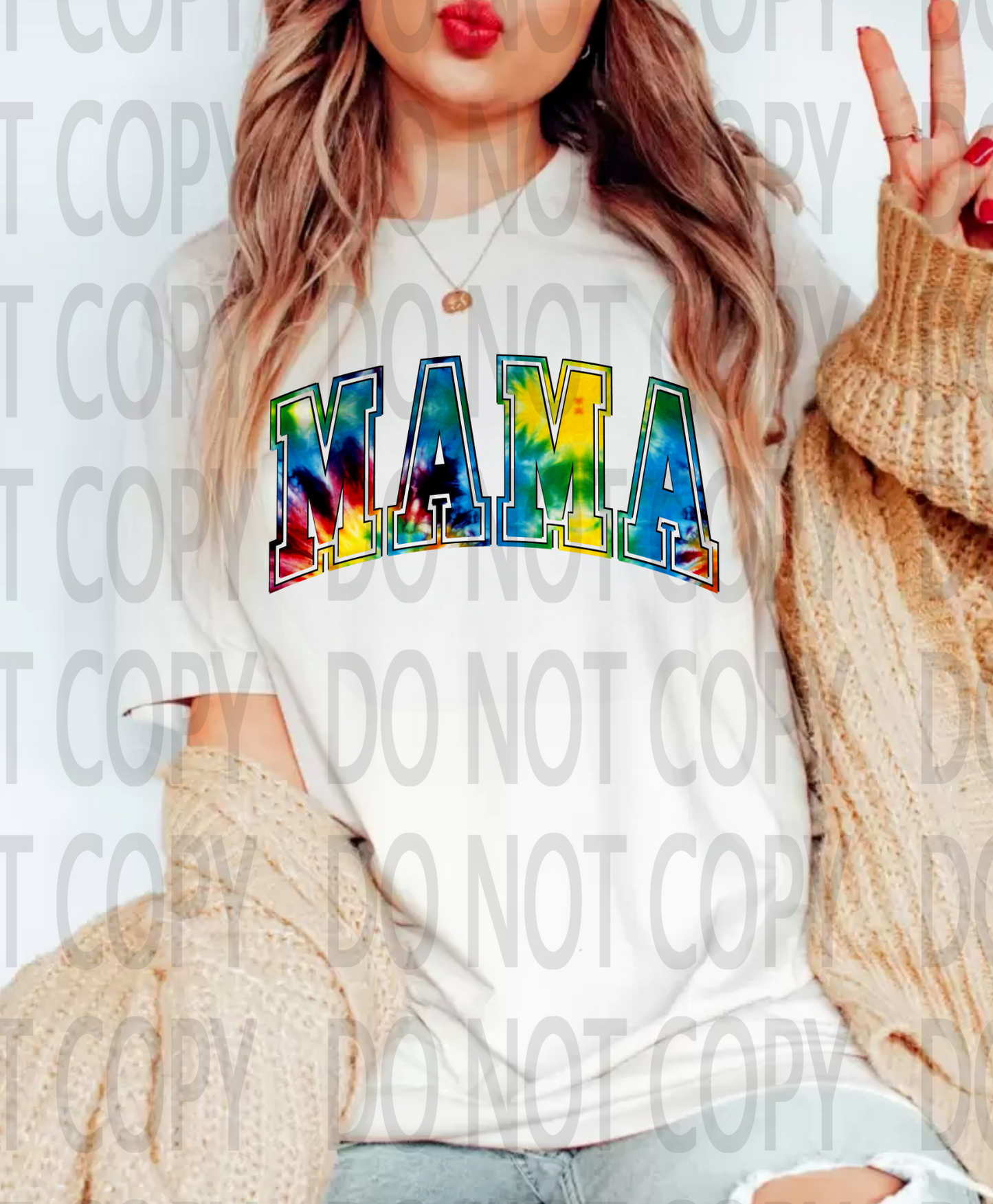 Mama Tie Dye Checkered DTF