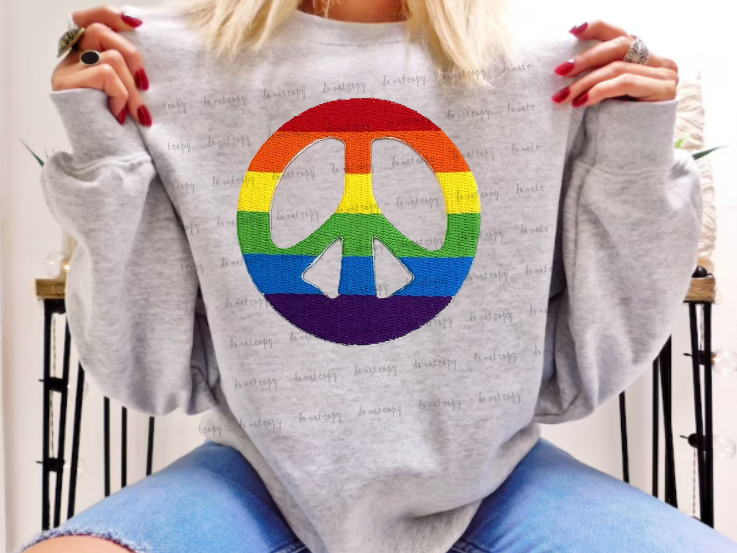 Rainbow Peace Patch Look DTF