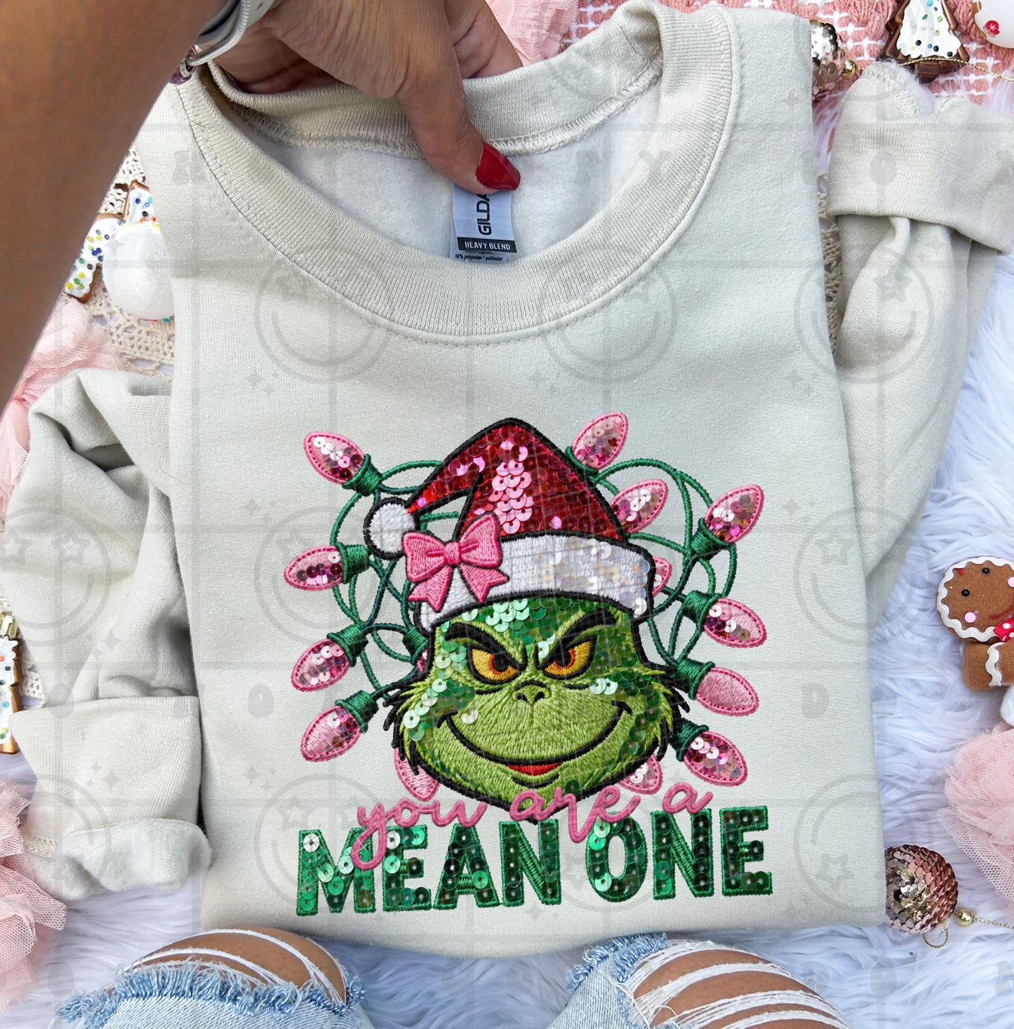 You are a mean one faux sequin DTF