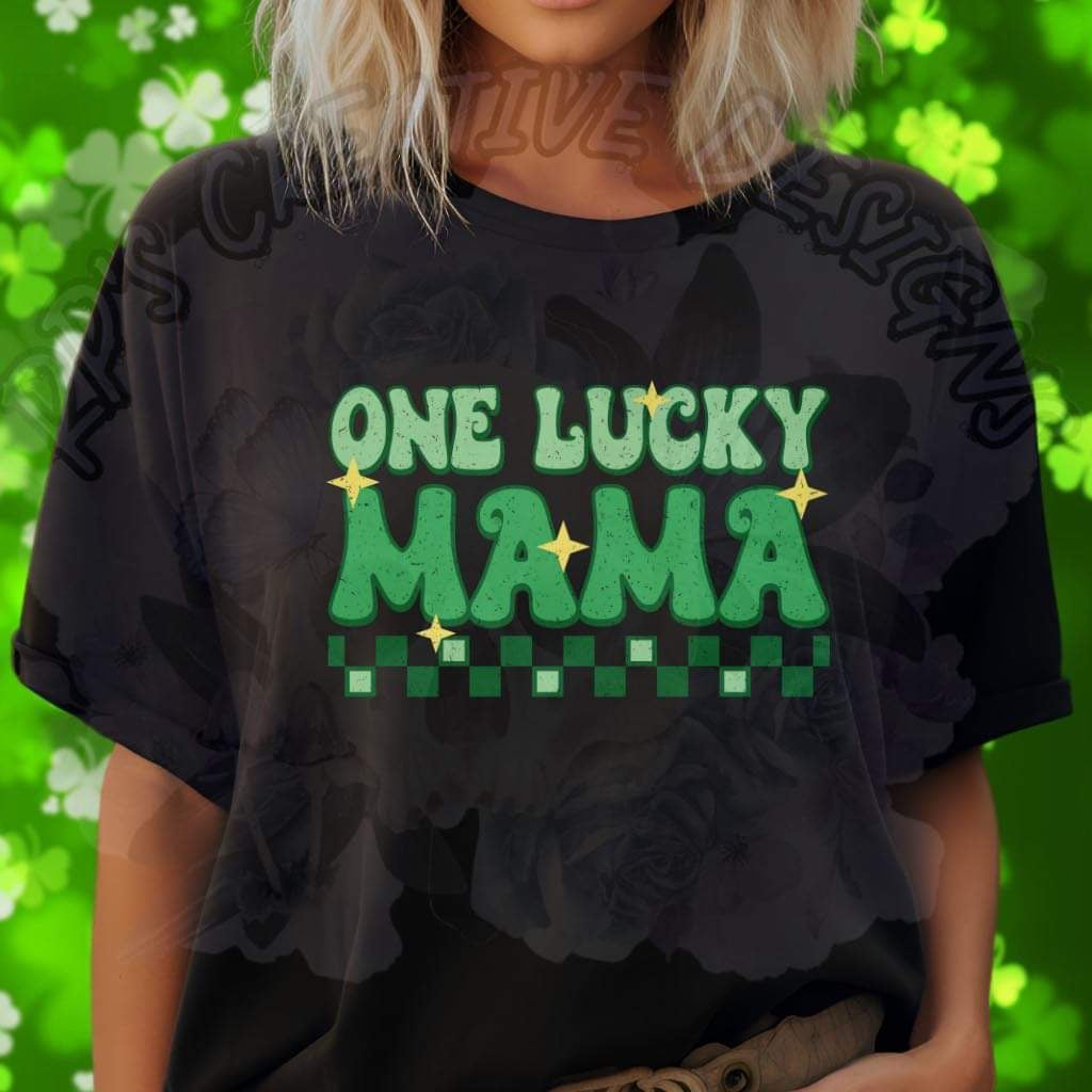 One Lucky Mama Distressed DTF