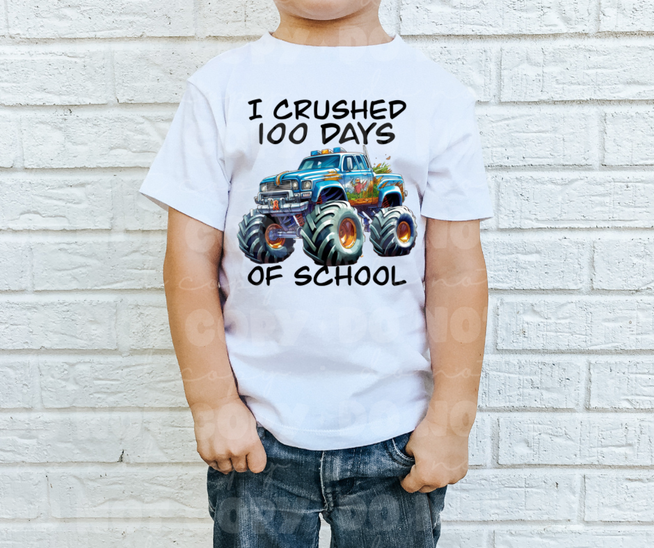 Crushed 100 Days Of School Blue Truck DTF