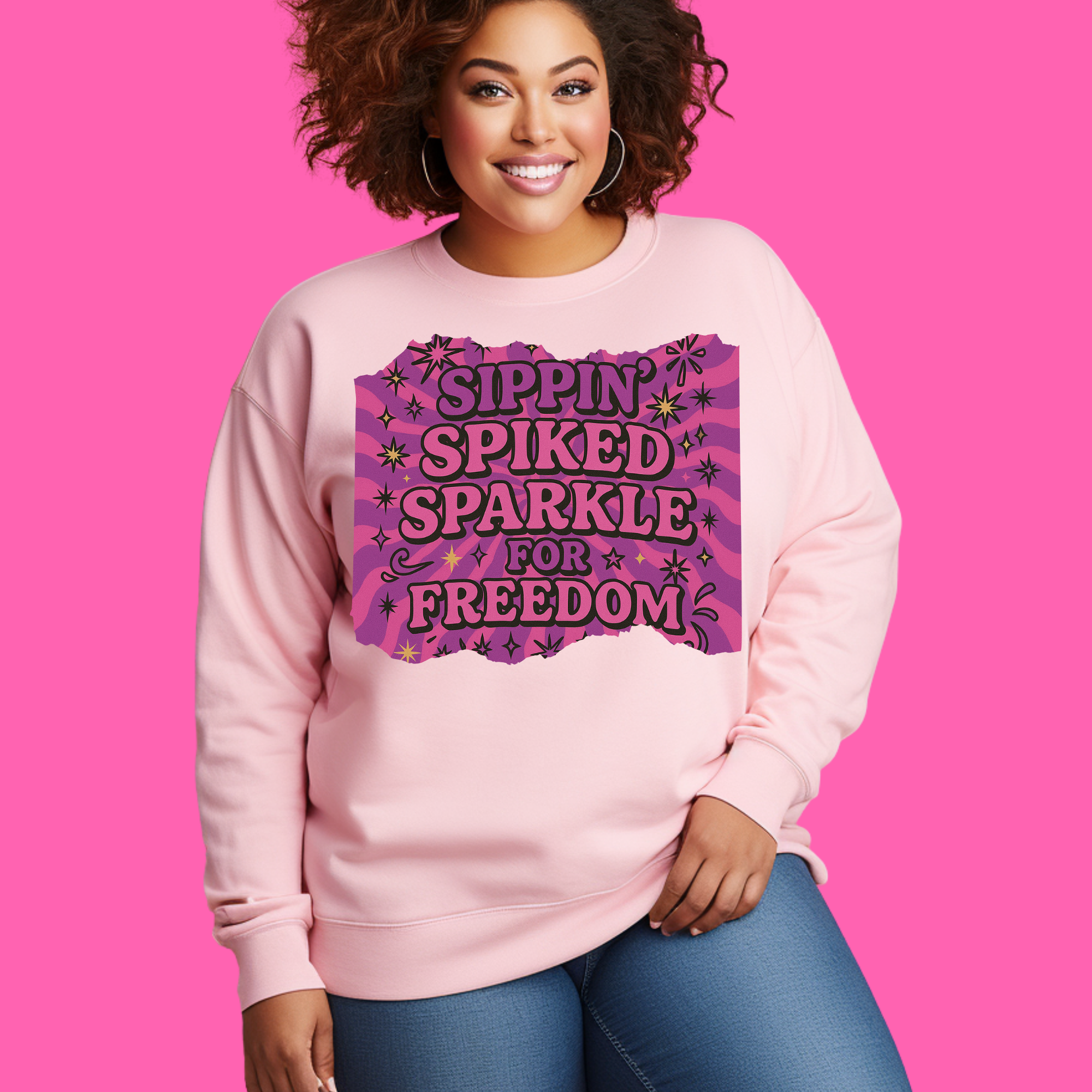 Sippin spiked sparkle for freedom - Direct to Film Transfer