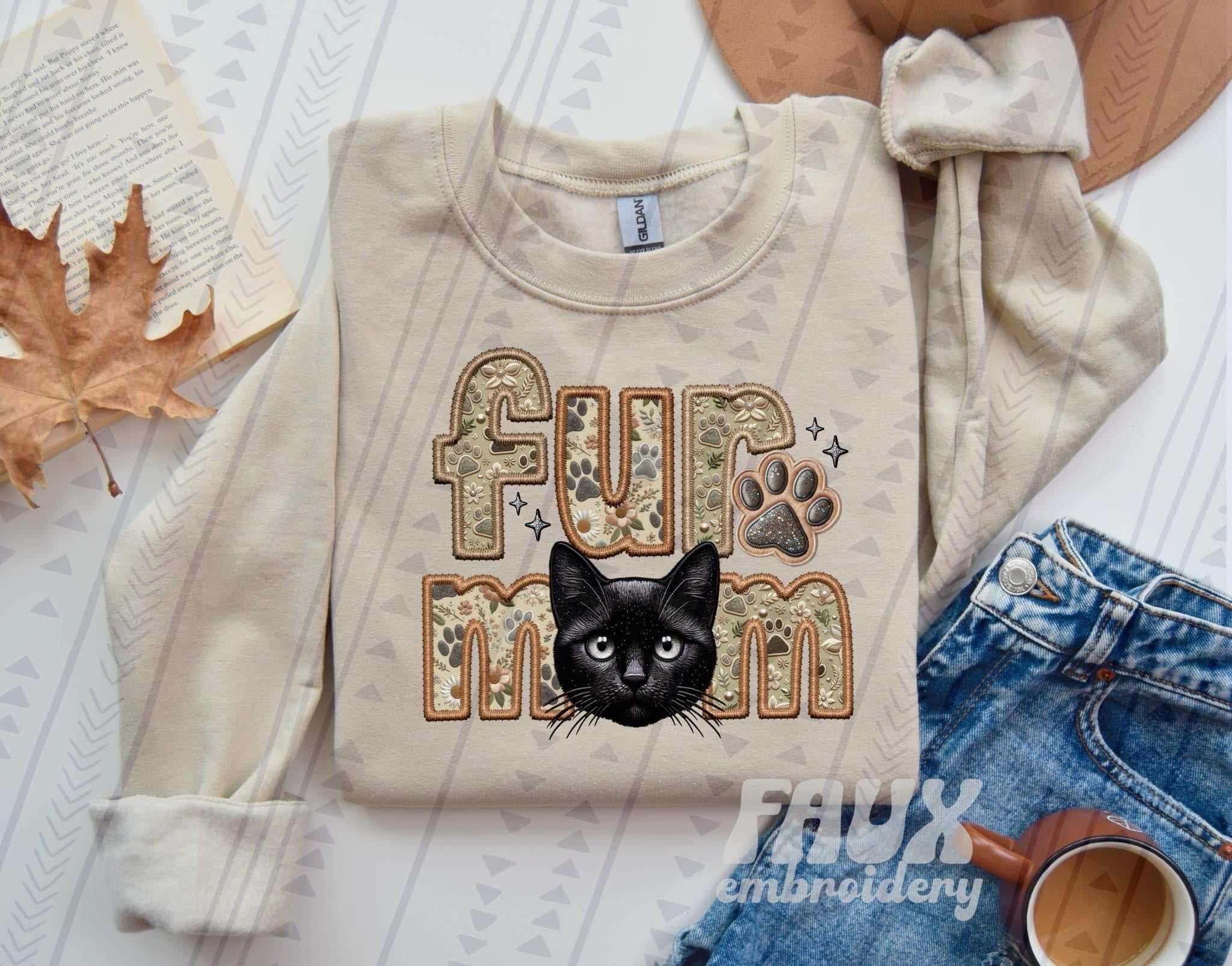 Black Kitten fur mama DTF