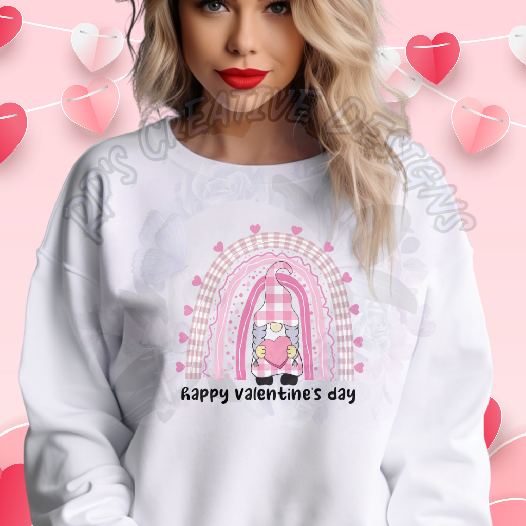 Happy Valentines Day Plaid Gnome DTF