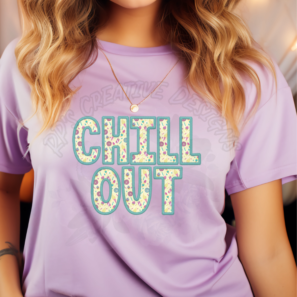 Chill Out Pastel Faux Embroidery DTF