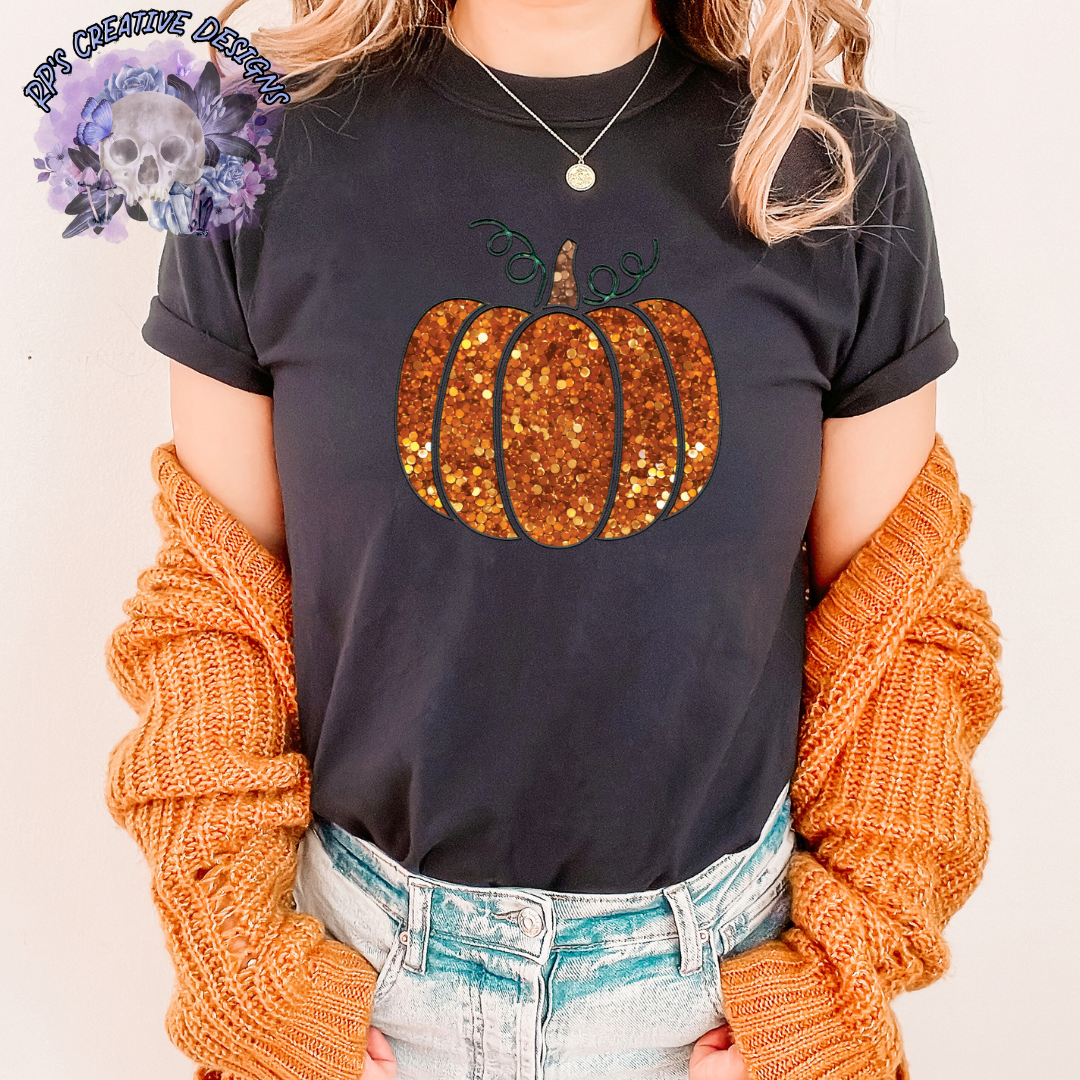 Pumpkin Faux Sequin DTF