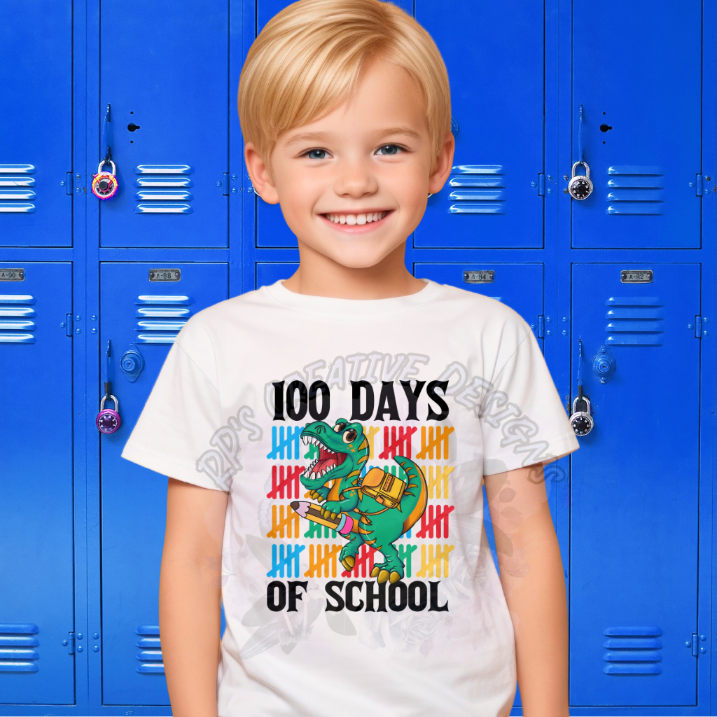 100 Days Of School T Rex DTF