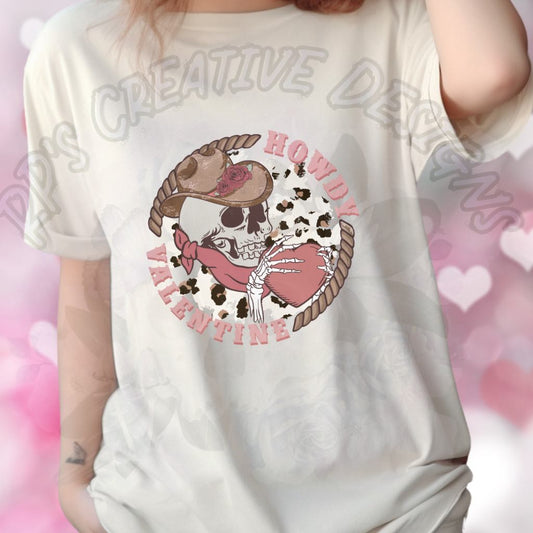 Howdy Valentine Skull DTF