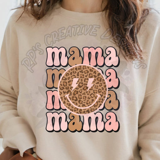 Mama Smiley Brown Leopard DTF