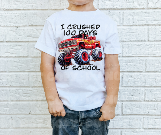 Crushed 100 Days Of School Red Truck DTF
