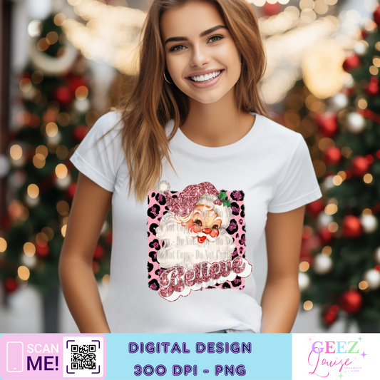 Pink Cheetah Santa DTF