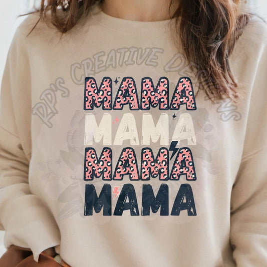 Mama Pink Leopard Stacked DTF
