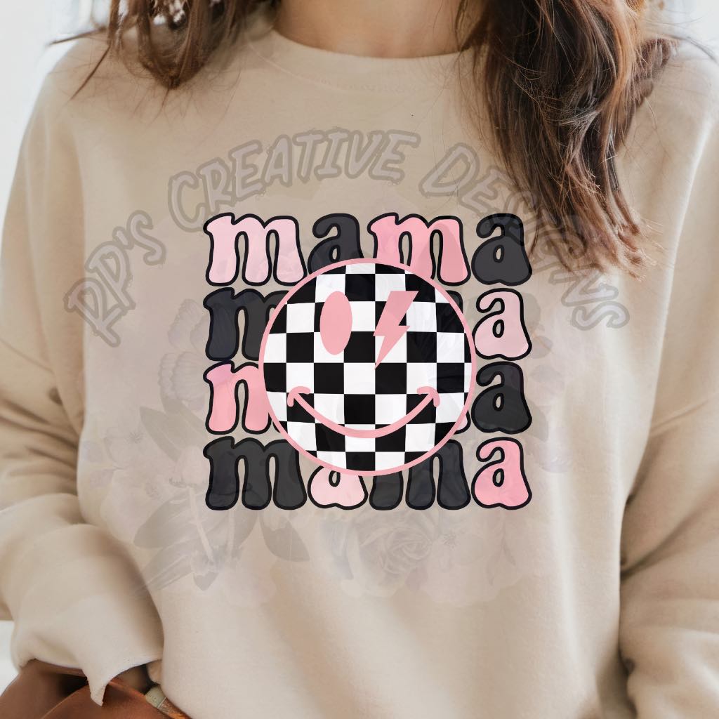 Black and Pink mama Smiley DTF