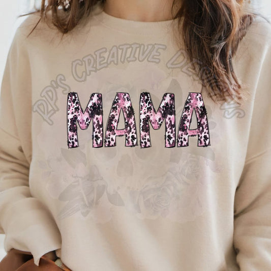 Mama Pink and Brown Cowhide DTF