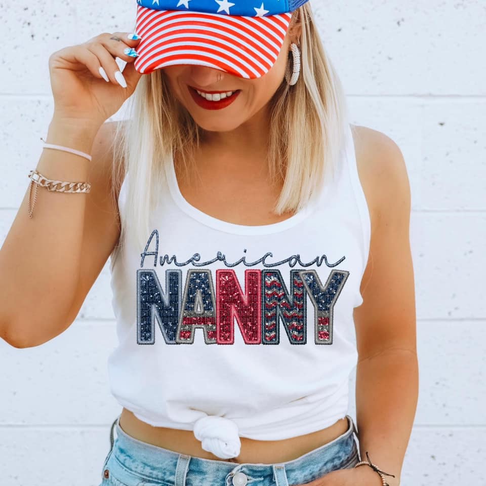 American Family Faux Sequin DTF