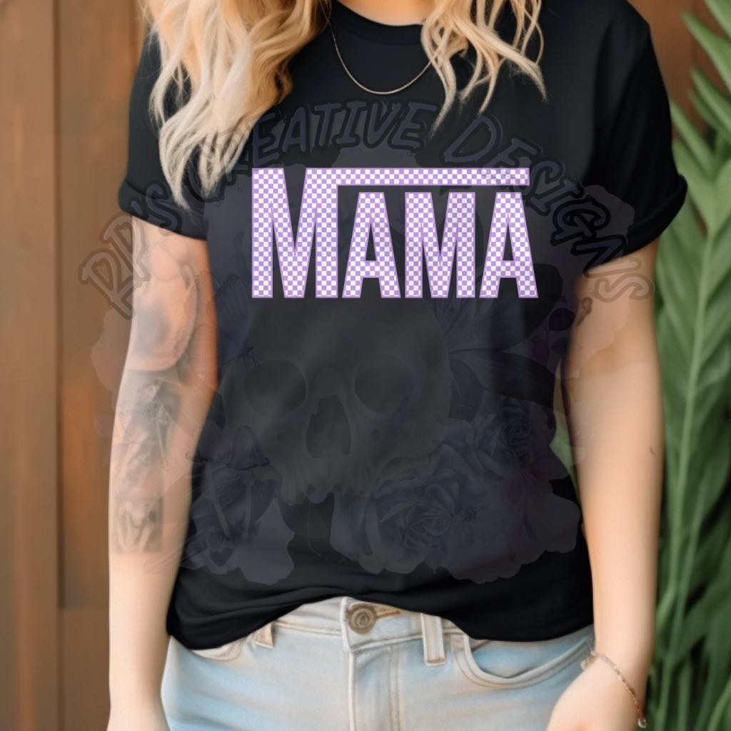 Purple Checkered mama  DTF