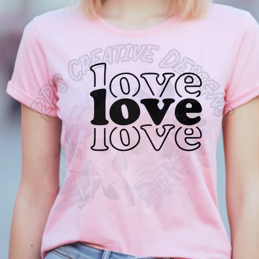 Love Black Font DTF