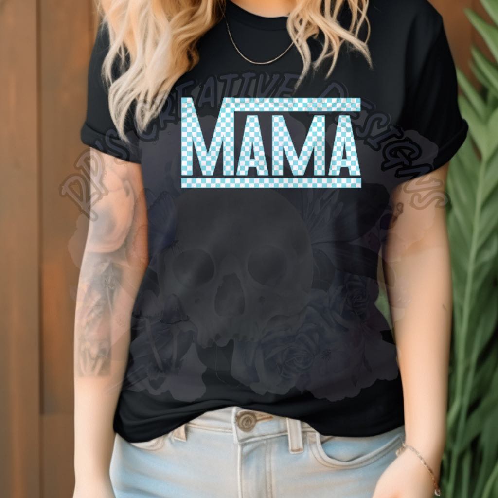 Light Blue Checkered mama  DTF