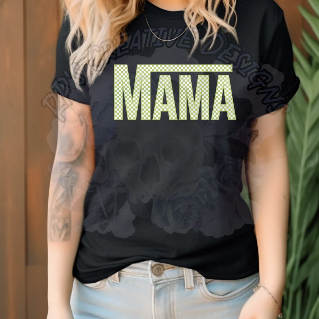 Green Checkered mama  DTF