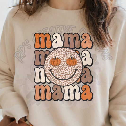 Mama Smiley Pumpkin Colors DTF