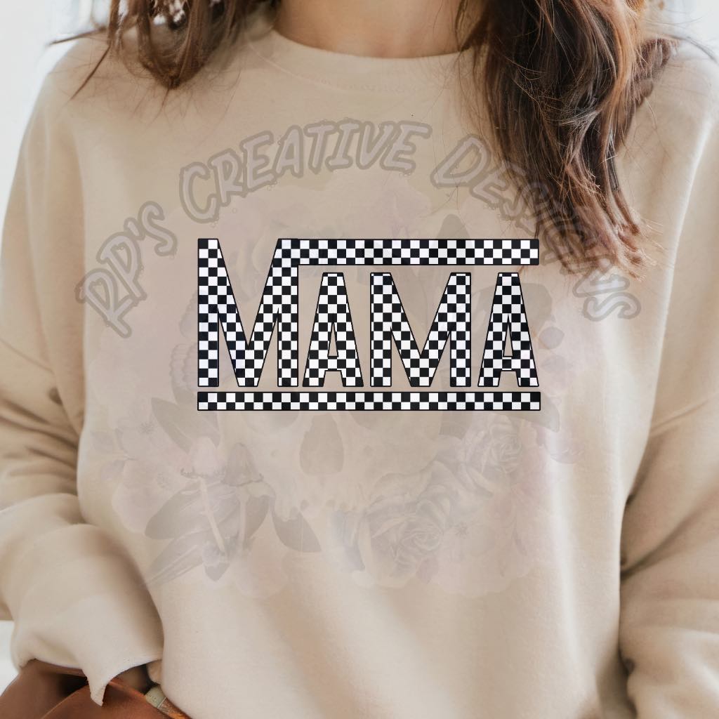 Black and White Checkered mama  DTF