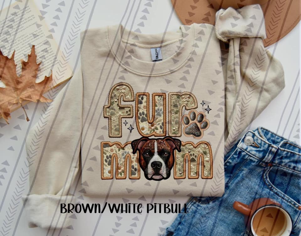 Brown/White Pitbull Fur Mom DTF