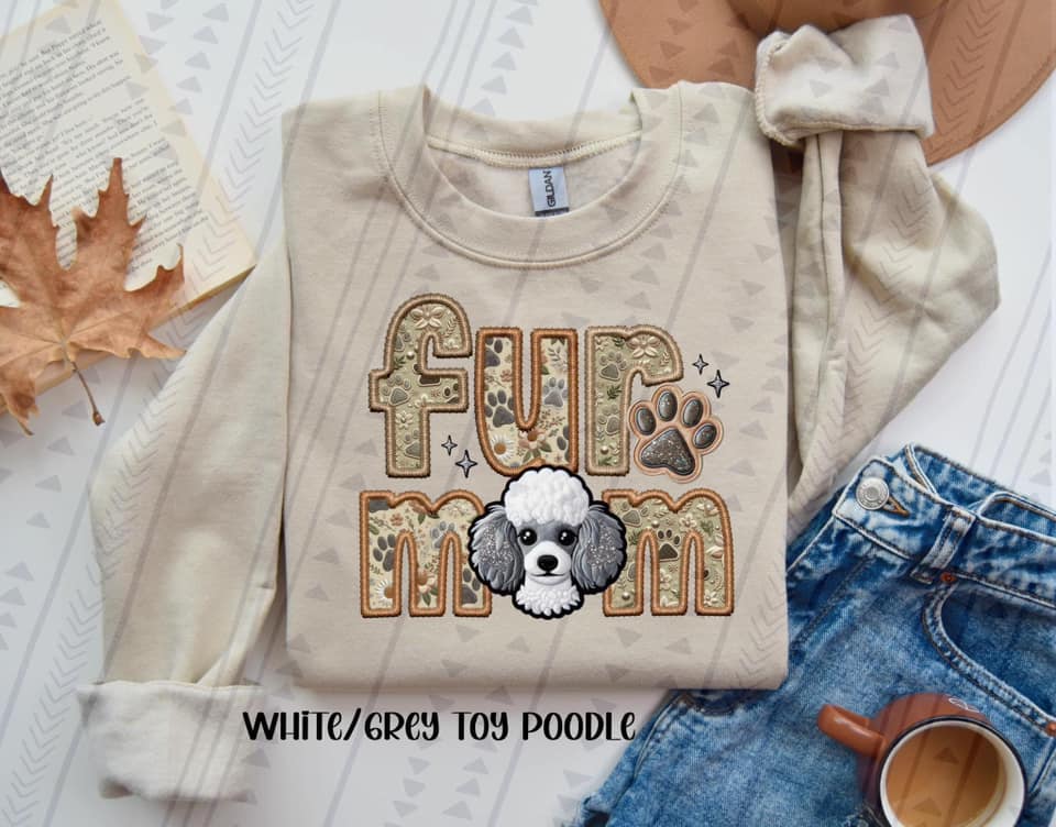 White/Grey Toy Poodle Fur Mom DTF