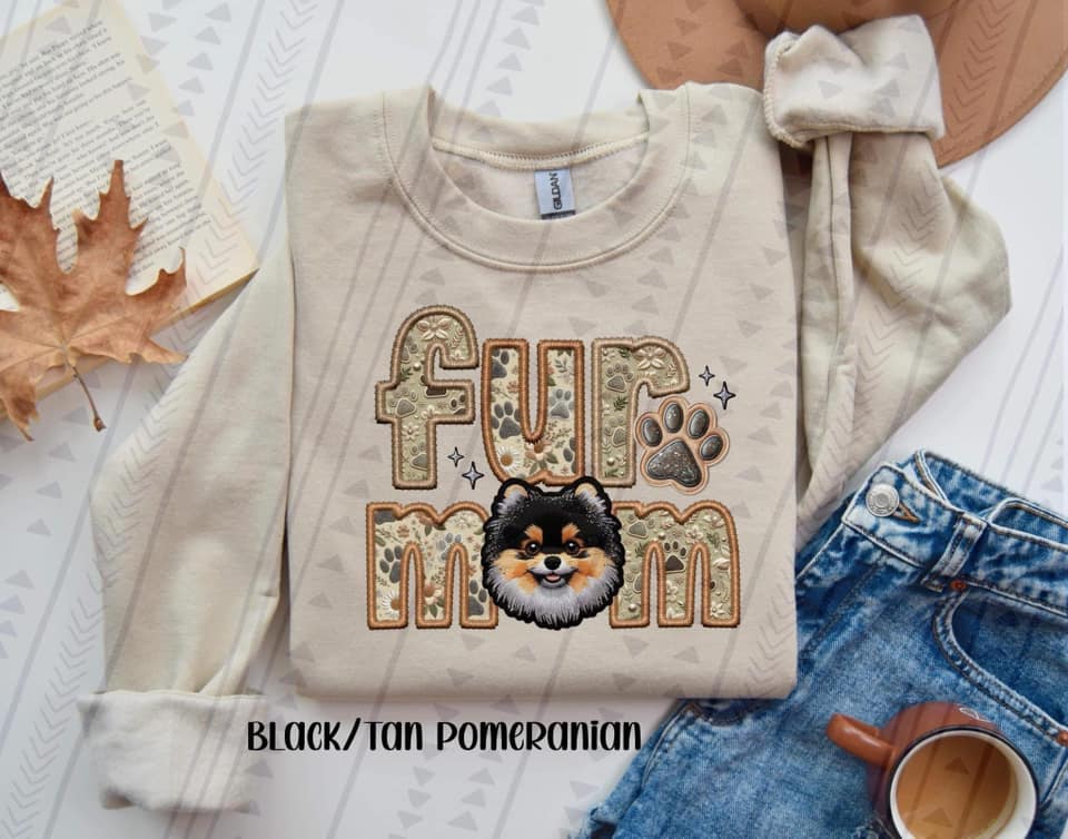Black/Tan Pomeranian Fur Mom DTF