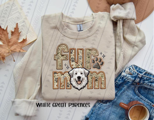 White Great Pyrenees Fur Mom DTF