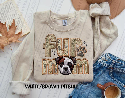 White/Brown Pitbull Fur Mom DTF