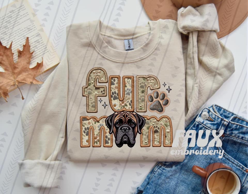 Brown/ Black Boxer Fur Mom DTF