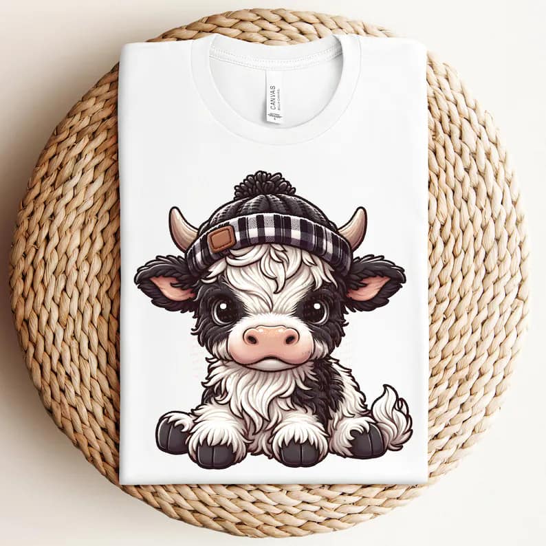 Black and White Cow DTF