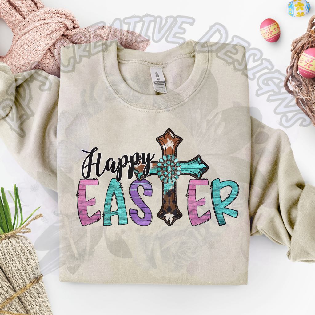 Happy Easter Cross  DTF