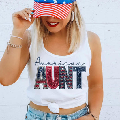 American Family Faux Sequin DTF