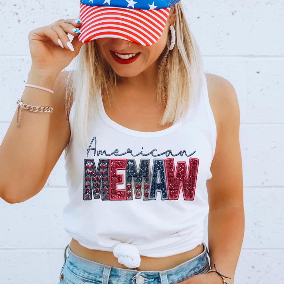 American Family Faux Sequin DTF