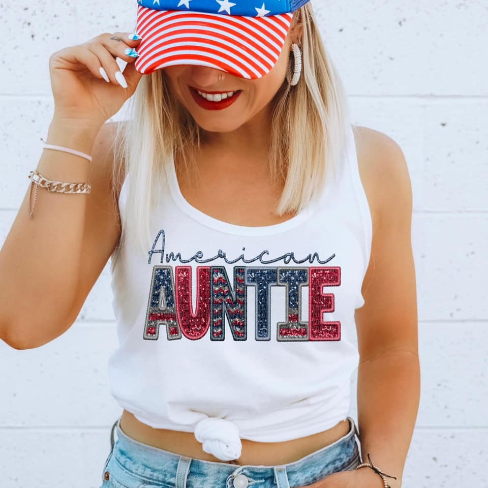 American Family Faux Sequin DTF