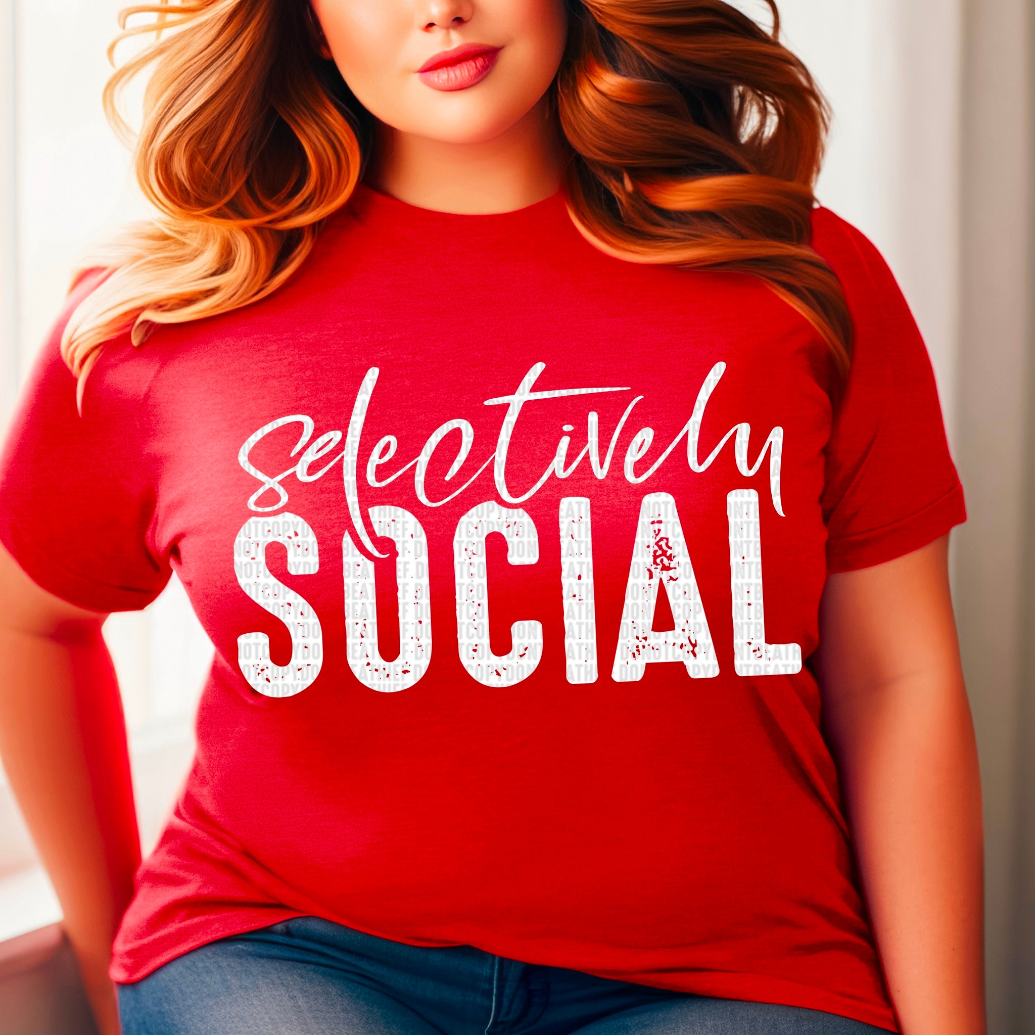 Selectively Social White Font DTF