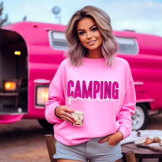 Camping Queen Pink and White DTF