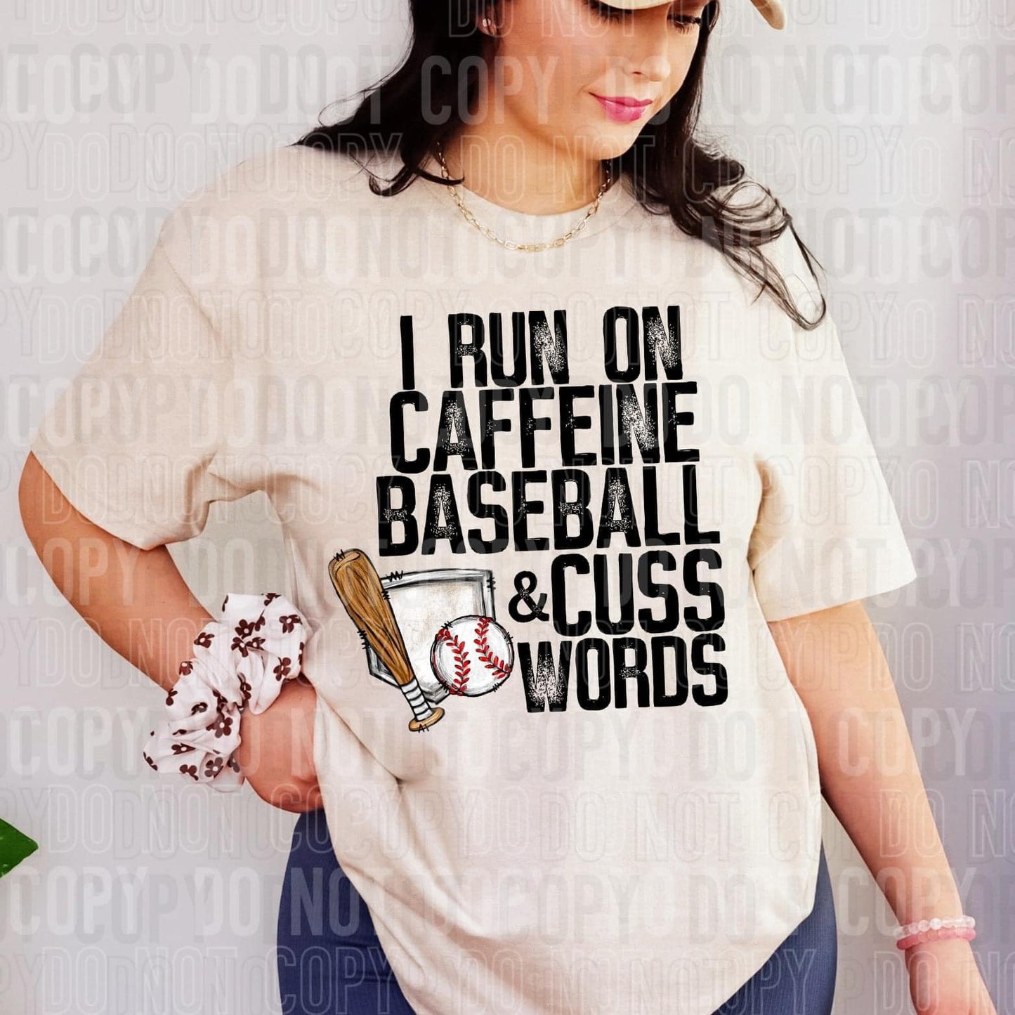 I Run On Caffeine Baseball & Cuss Words DTF