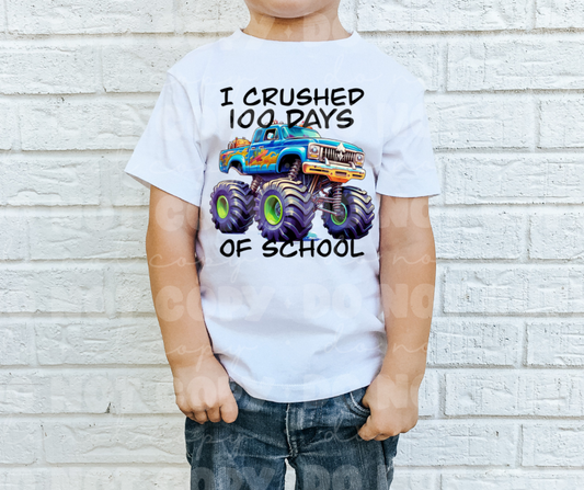 I Crushed 100 Days Of School Blue Purple Truck DTF